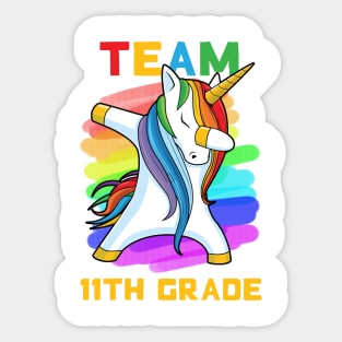 Team 11TH GRADE Unicorn Dabbing Gift Back To School Sticker